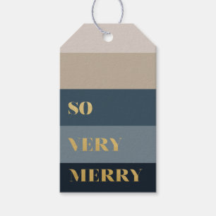 So Very Merry Blue Stripes Christmas Gift Tags