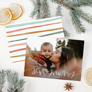 So Very Merry Calligraphy Christmas Photo Holiday Card