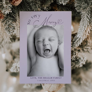 So Very Merry Christmas Purple Birth Announcement
