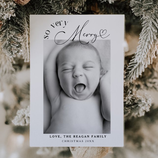 So Very Merry Christmas White Birth  Announcement (Creator Uploaded)