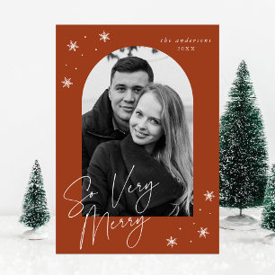So Very Merry Cinnamon Arch Frame Photo Holiday Card