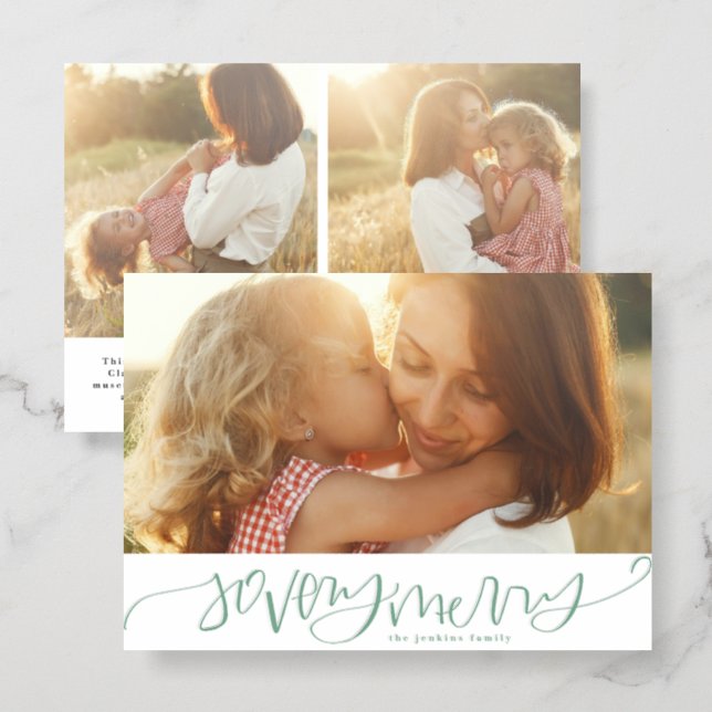 So Very Merry Hand-Lettered  Letterpress Photo Cards (Front/Back)