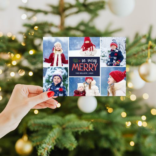 So Very Merry Holiday Photo Collage Magnetic Card