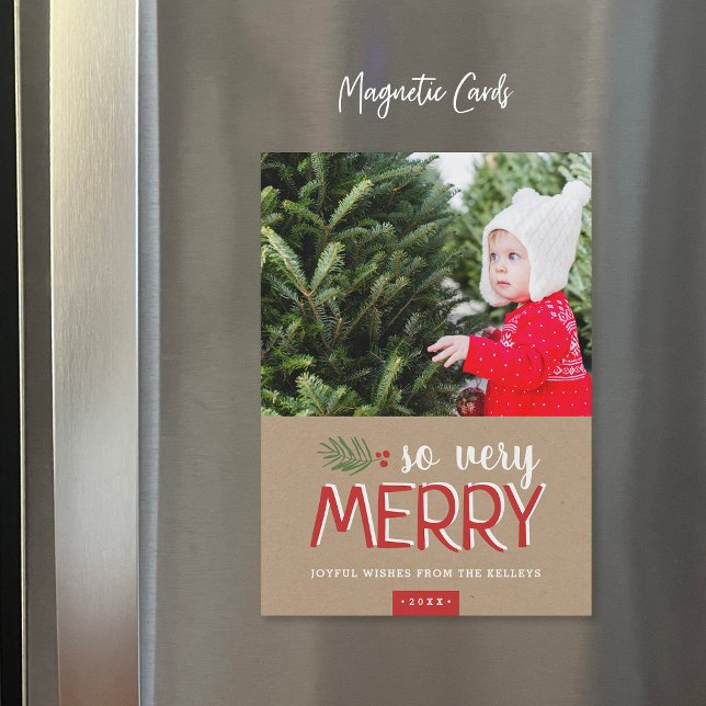 So Very Merry Magnetic Holiday Photo Card (Creator Uploaded)