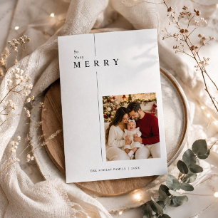 So Very Merry Minimalist Family Christmas Photo  Holiday Card