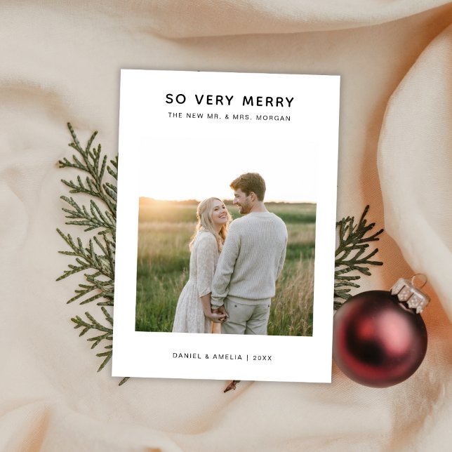 So Very Merry Minimalist Newlywed Photo Holiday Card (Creator Uploaded)