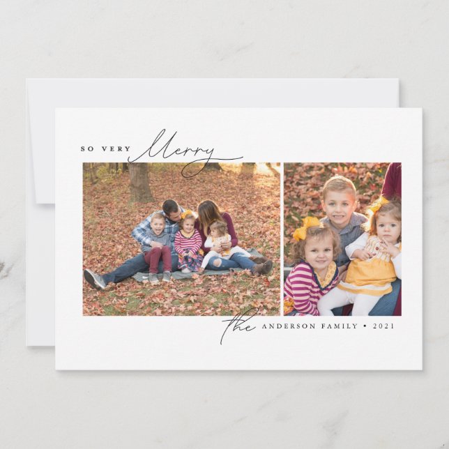 So Very Merry Modern Minimal Christmas Photo Card (Front)