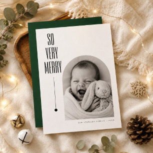 So Very Merry Newborn Baby Christmas Photo  Holiday Card
