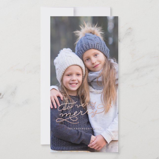 SO VERY MERRY ROSE GOLD Christmas Card (Front)