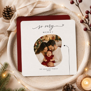 So Very Merry Rounded Photo Family Christmas  Holiday Card