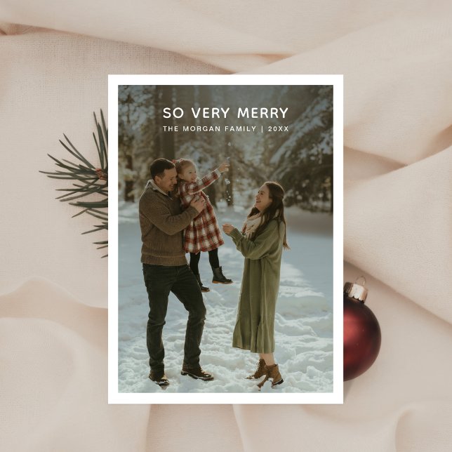 So Very Merry Rustic Winter Family Photo Holiday Card (Creator Uploaded)