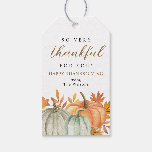 So Very Thankful For You | Happy Thanksgiving Fall Gift Tags | Zazzle