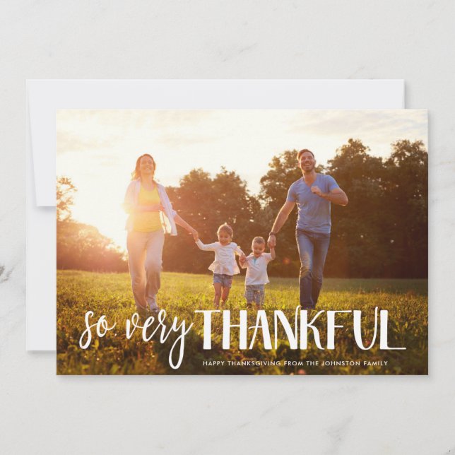 So Very Thankful | Photo Card | Custom Color (Front)