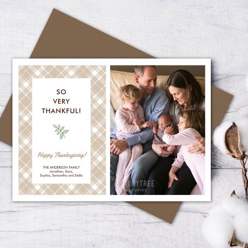 So Very Thankful Photo Thanksgiving Greeting Holiday Card