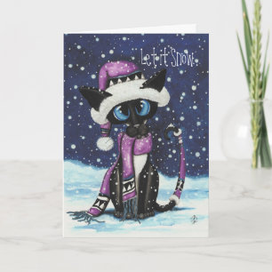 So We Can Snuggle Siamese Cat by BiHrLe Holiday Card