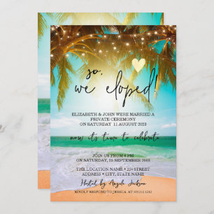 So We Eloped,Beach Palms Wedding Elopement Invitation