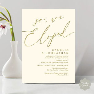 So, We Eloped Modern Romantic Wedding Dinner Party Invitation