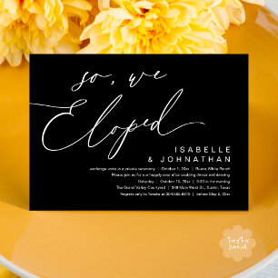 So, We Eloped, Romantic Wedding Dinner Party Invitation