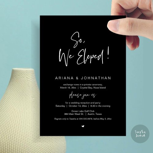 So We Eloped Wedding Elopement in Neutral Taupe Invitation