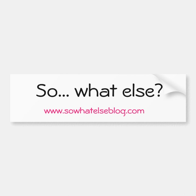 So... what else? bumper sticker (Front)