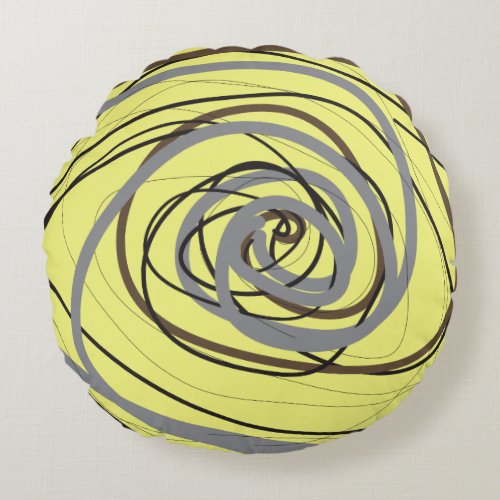 SO YELLOW SPIRAL Round Throw Pillow