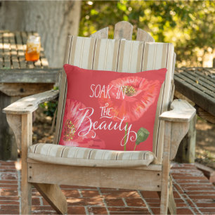 Soak in the Beauty Red Poppies Outdoor Pillow