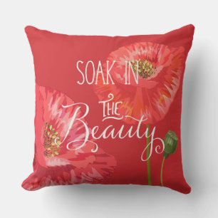 Soak in the Beauty Red Poppies Throw Pillow