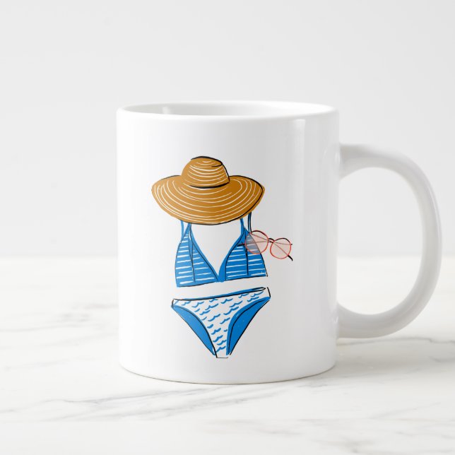 Soak up the Sun - Blue Swimsuit 2 Giant Coffee Mug (Right)