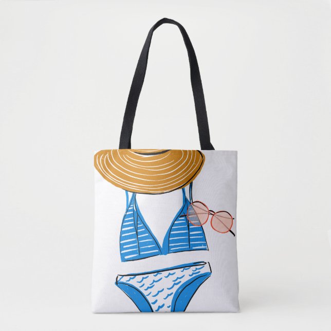 Soak up the Sun - Blue Swimsuit 2 Tote Bag (Front)