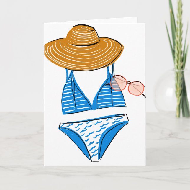 Soak up the Sun - Blue Swimsuit Card (Front)