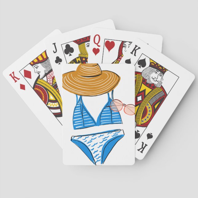 Soak up the Sun - Blue Swimsuit Poker Cards (Back)