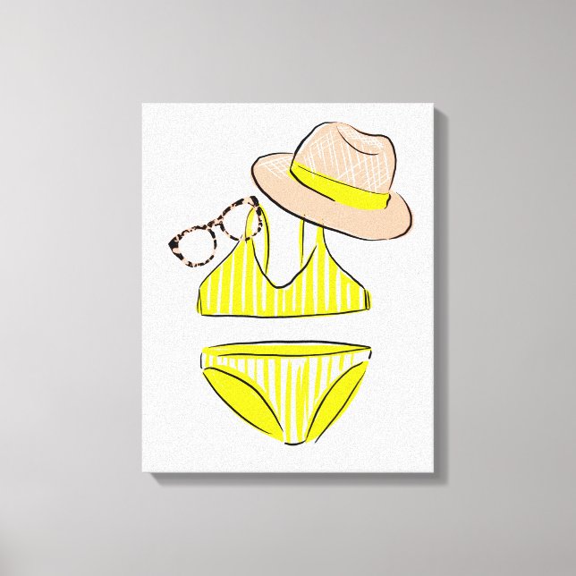 Soak up the Sun - Yellow Swimsuit Canvas Print (Front)