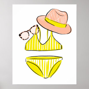 Soak up the Sun - Yellow Swimsuit Poster