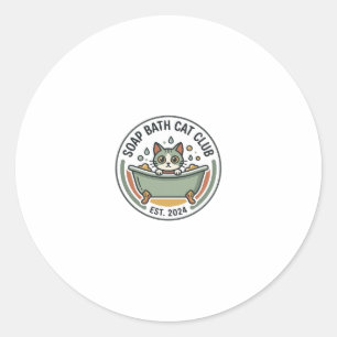 Soap Bath Cat POD Vector Art - Soap Bath Cat Club_ Classic Round Sticker