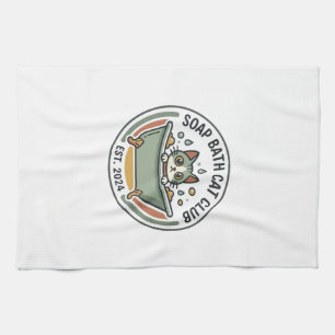 Soap Bath Cat POD Vector Art - Soap Bath Cat Club_ Kitchen Towel