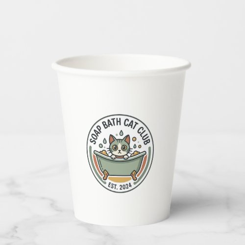 Soap Bath Cat POD Vector Art - Soap Bath Cat Club_ Paper Cups