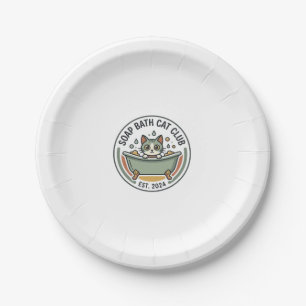Soap Bath Cat POD Vector Art - Soap Bath Cat Club_ Paper Plates