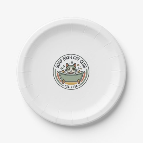 Soap Bath Cat POD Vector Art - Soap Bath Cat Club_ Paper Plates