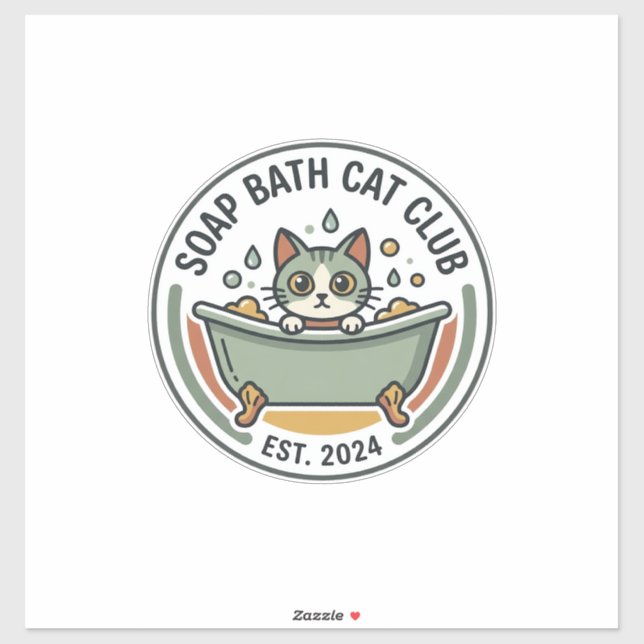 Soap Bath Cat POD Vector Art - Soap Bath Cat Club_ Sticker (Sheet)