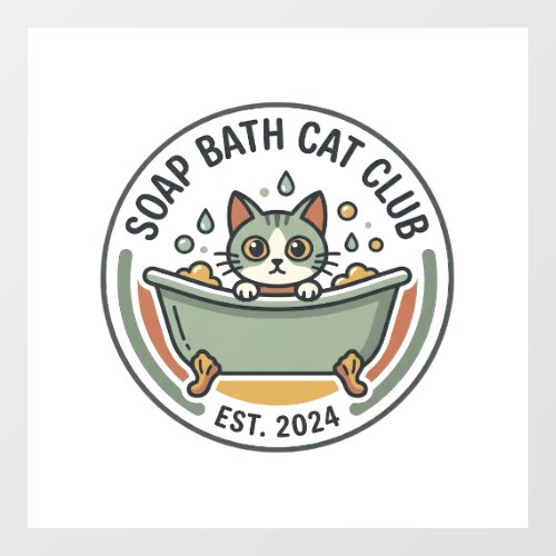 Soap Bath Cat POD Vector Art - Soap Bath Cat Club_ Window Cling
