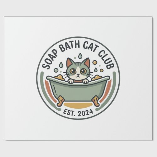 Soap Bath Cat POD Vector Art - Soap Bath Cat Club_ Wrapping Paper