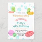 Editable Bath Bomb Birthday Party Invite Soap Bath Bomb 