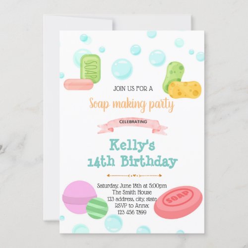 Soap bomb making birthday invitation