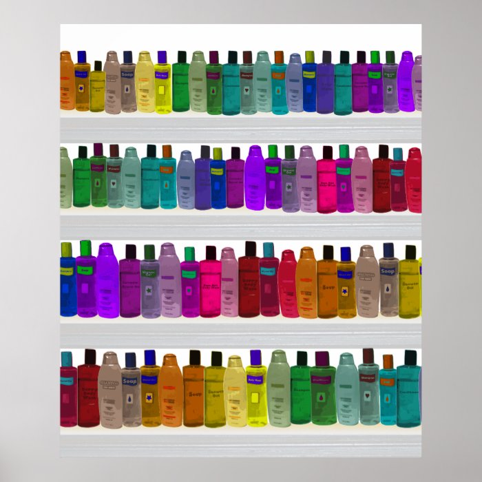 Soap Bottle Rainbow   for bathrooms, salons etc Posters
