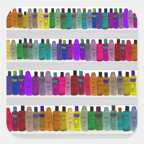 Soap Bottle Rainbow _ for bathrooms salons etc Square Sticker