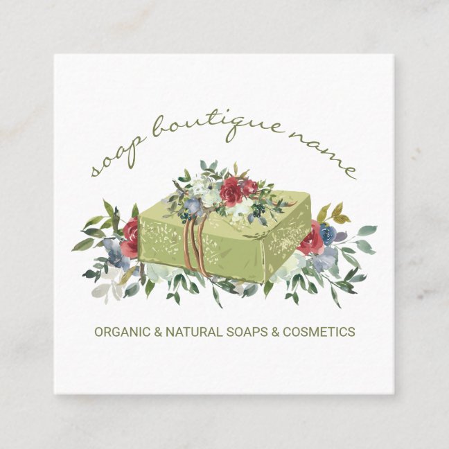 Soap Boutique Green traditional Square Business Card
