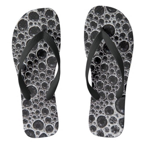 Soap bubble black and white suds flip flops