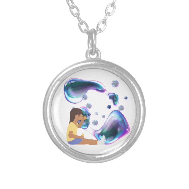 soap bubble silver plated necklace (Front)