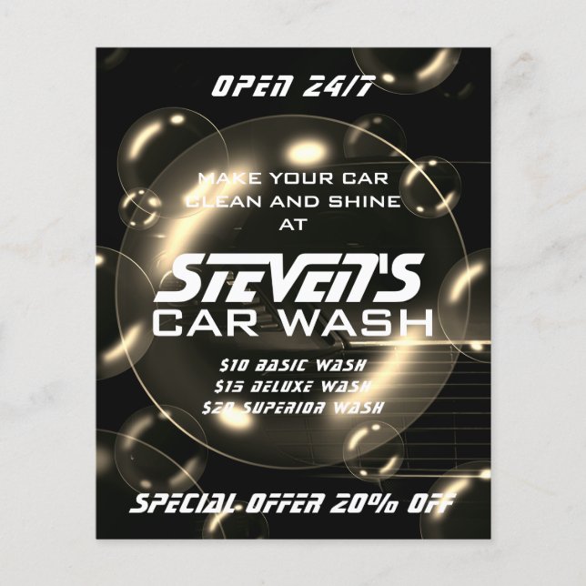 Soap bubbles car wash  flyer (Front)