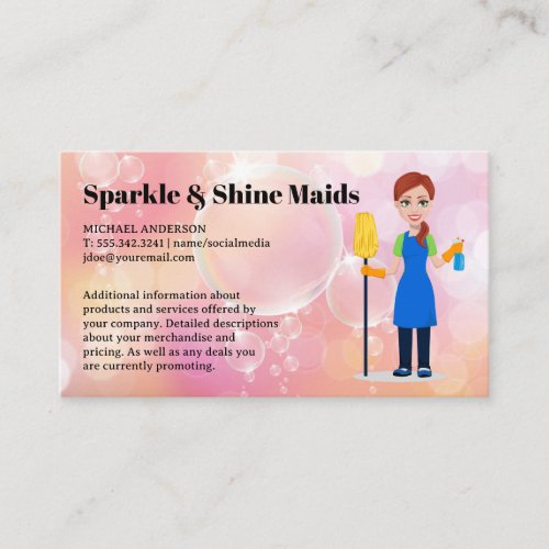 Soap Bubbles  Cleaner Maid Business Card